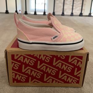 Vans Toddler Pink/Cream Checkerboard Slip Ons